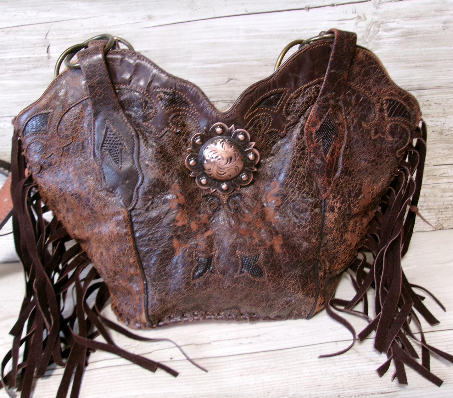 Double Cowboy Boot Purse with Fringe DB356